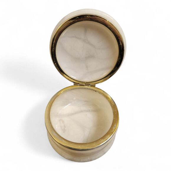 Vintage Italian Alabaster Blue Pineapple Hinged Trinket Box 3.5" Hand Carved - Picture 3 of 8